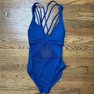 BLUE ROD BEATTIE Navy Strappy Mesh One Piece Swimsuit Bathing Suit